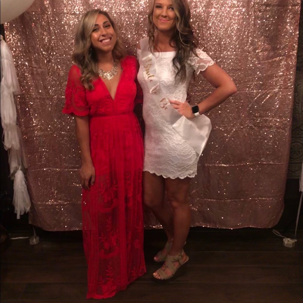 Red Lace Maxi Dress (Romper)